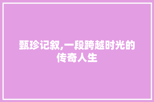 甄珍记叙,一段跨越时光的传奇人生