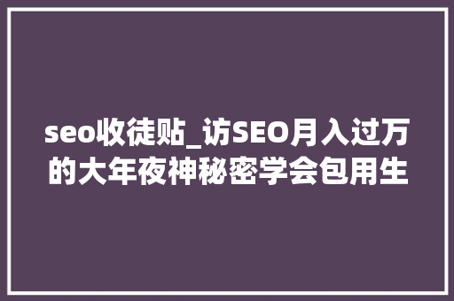 seo收徒贴_访SEO月入过万的大年夜神秘密学会包用生平