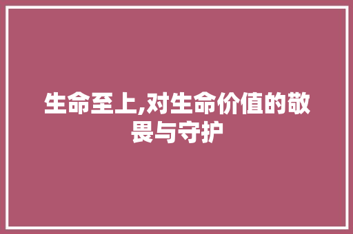 生命至上,对生命价值的敬畏与守护