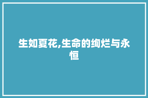 生如夏花,生命的绚烂与永恒