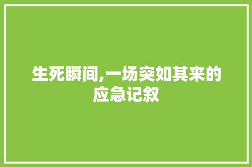 生死瞬间,一场突如其来的应急记叙