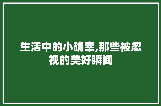 生活中的小确幸,那些被忽视的美好瞬间