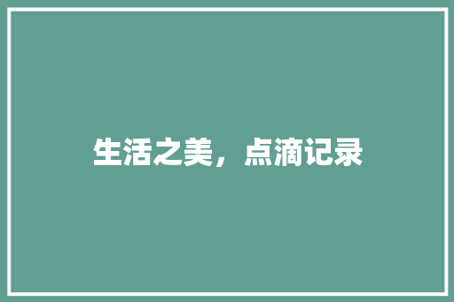 生活之美，点滴记录