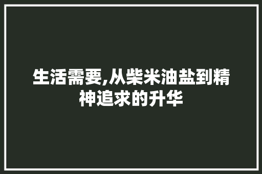 生活需要,从柴米油盐到精神追求的升华