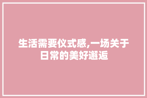 生活需要仪式感,一场关于日常的美好邂逅