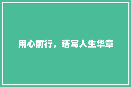 用心前行，谱写人生华章