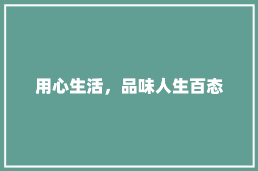 用心生活，品味人生百态