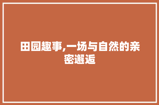 田园趣事,一场与自然的亲密邂逅