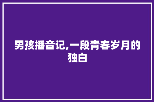 男孩播音记,一段青春岁月的独白