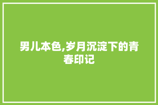 男儿本色,岁月沉淀下的青春印记