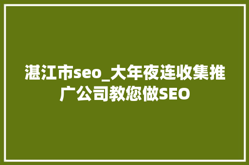 湛江市seo_大年夜连收集推广公司教您做SEO 申请书范文