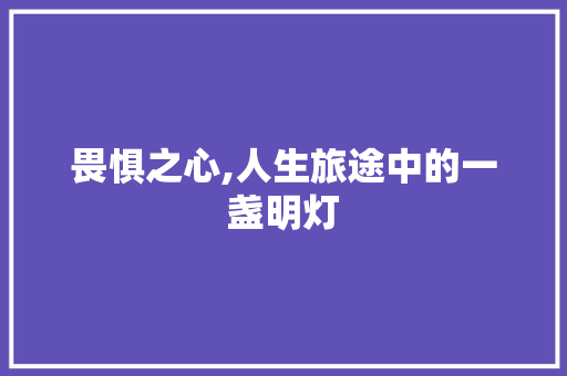 畏惧之心,人生旅途中的一盏明灯