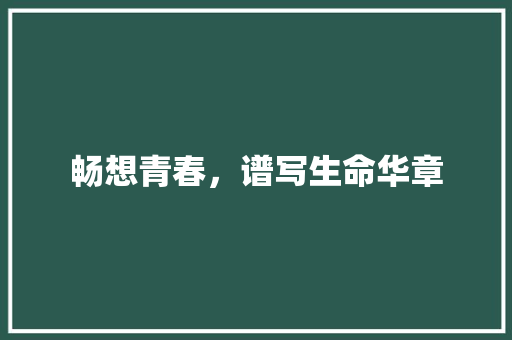 畅想青春，谱写生命华章