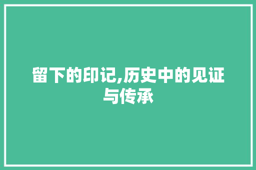 留下的印记,历史中的见证与传承