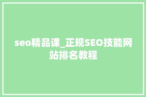 seo精品课_正规SEO技能网站排名教程 综述范文