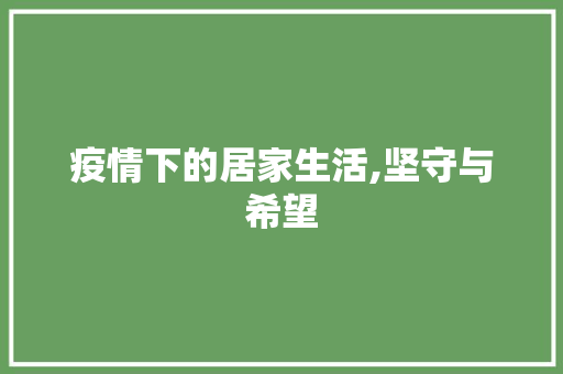 疫情下的居家生活,坚守与希望