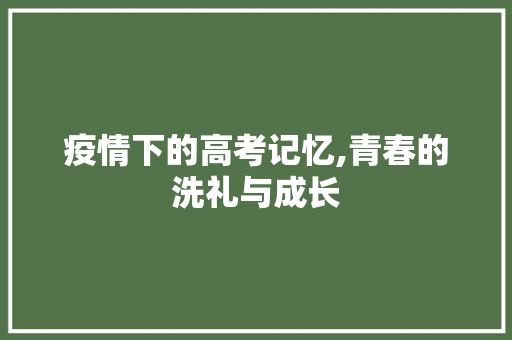 疫情下的高考记忆,青春的洗礼与成长