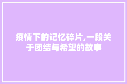 疫情下的记忆碎片,一段关于团结与希望的故事