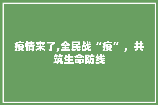 疫情来了,全民战“疫”，共筑生命防线