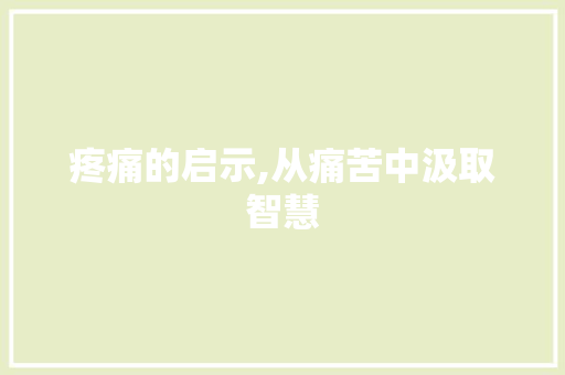 疼痛的启示,从痛苦中汲取智慧