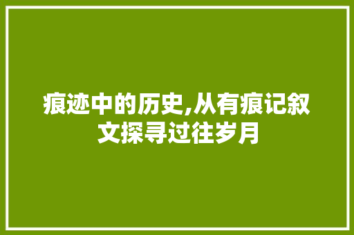 痕迹中的历史,从有痕记叙文探寻过往岁月