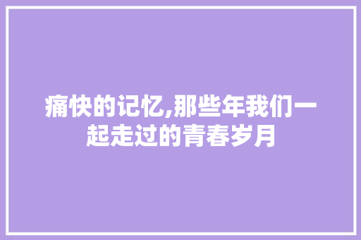 痛快的记忆,那些年我们一起走过的青春岁月