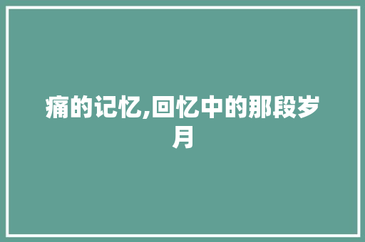 痛的记忆,回忆中的那段岁月