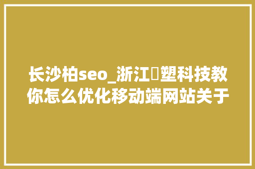 长沙柏seo_浙江栢塑科技教你怎么优化移动端网站关于移动SEO优化技巧