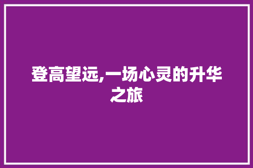 登高望远,一场心灵的升华之旅