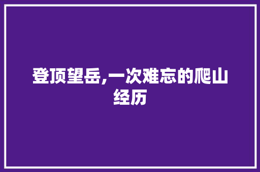 登顶望岳,一次难忘的爬山经历