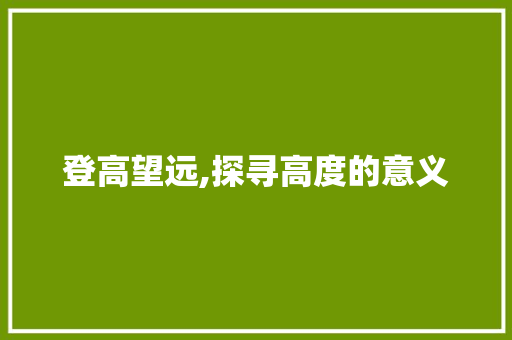 登高望远,探寻高度的意义