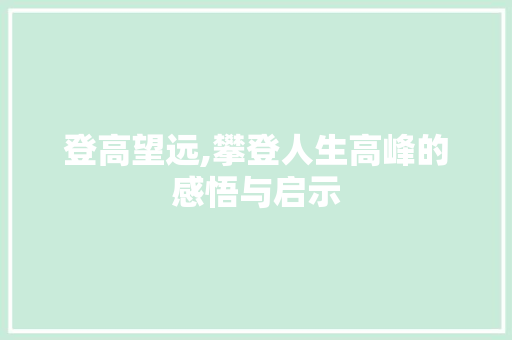 登高望远,攀登人生高峰的感悟与启示