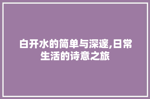 白开水的简单与深邃,日常生活的诗意之旅