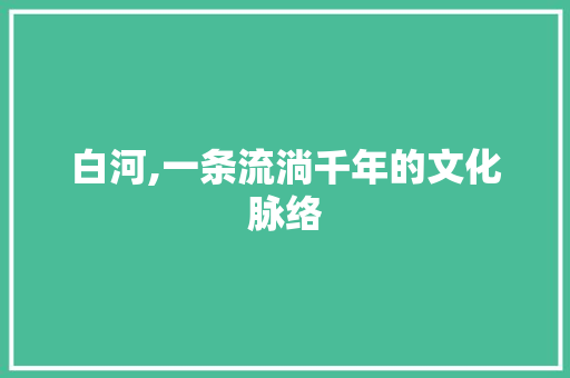 白河,一条流淌千年的文化脉络