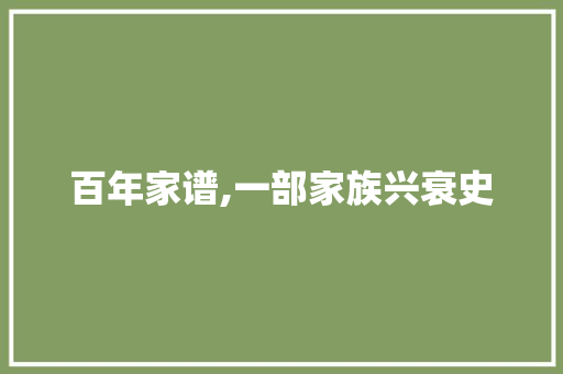 百年家谱,一部家族兴衰史