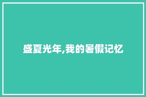 盛夏光年,我的暑假记忆