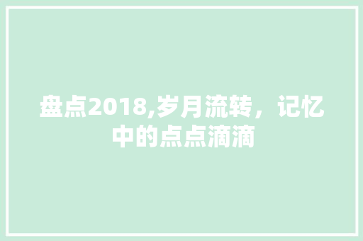 盘点2018,岁月流转，记忆中的点点滴滴