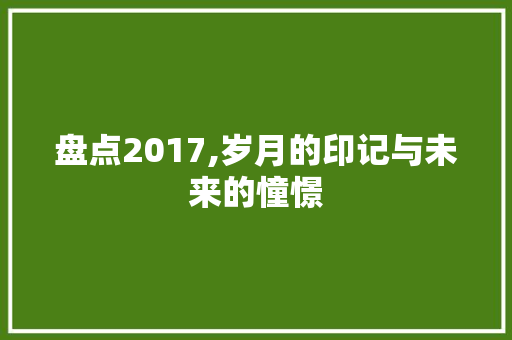 盘点2017,岁月的印记与未来的憧憬