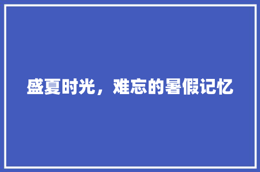 盛夏时光，难忘的暑假记忆