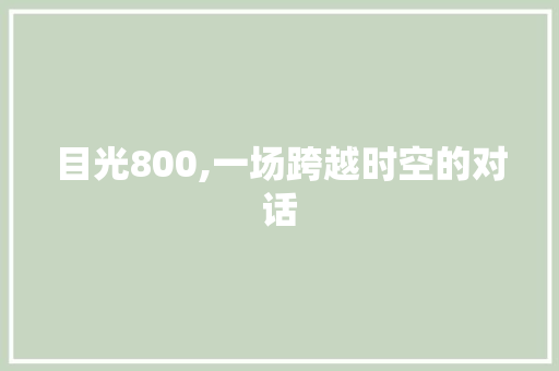 目光800,一场跨越时空的对话