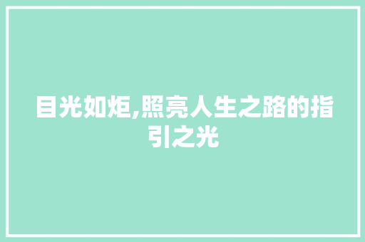 目光如炬,照亮人生之路的指引之光