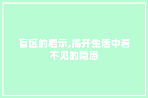 盲区的启示,揭开生活中看不见的隐患