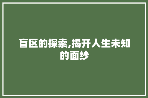 盲区的探索,揭开人生未知的面纱