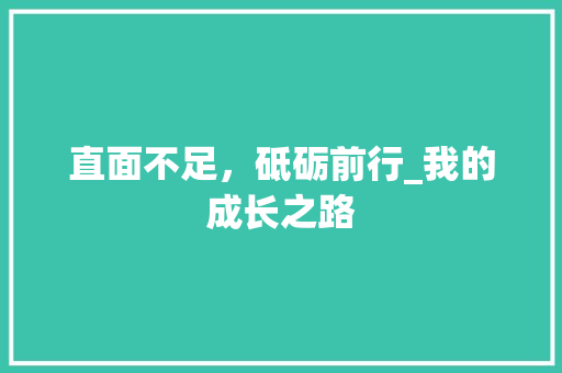 直面不足，砥砺前行_我的成长之路