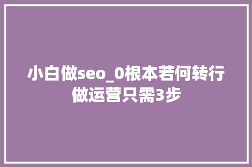 小白做seo_0根本若何转行做运营只需3步