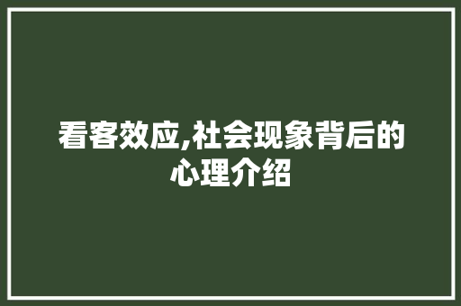 看客效应,社会现象背后的心理介绍