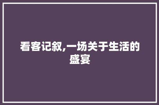 看客记叙,一场关于生活的盛宴