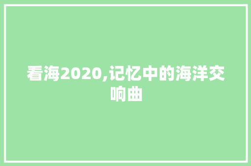 看海2020,记忆中的海洋交响曲