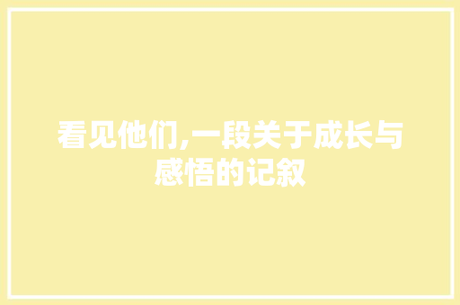 看见他们,一段关于成长与感悟的记叙