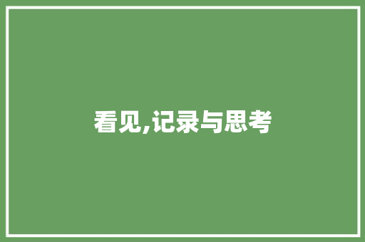 看见,记录与思考